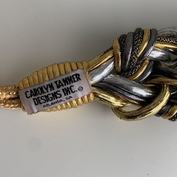 Vintage 90’s boho braided belt gold silver - Picture 5 of 5